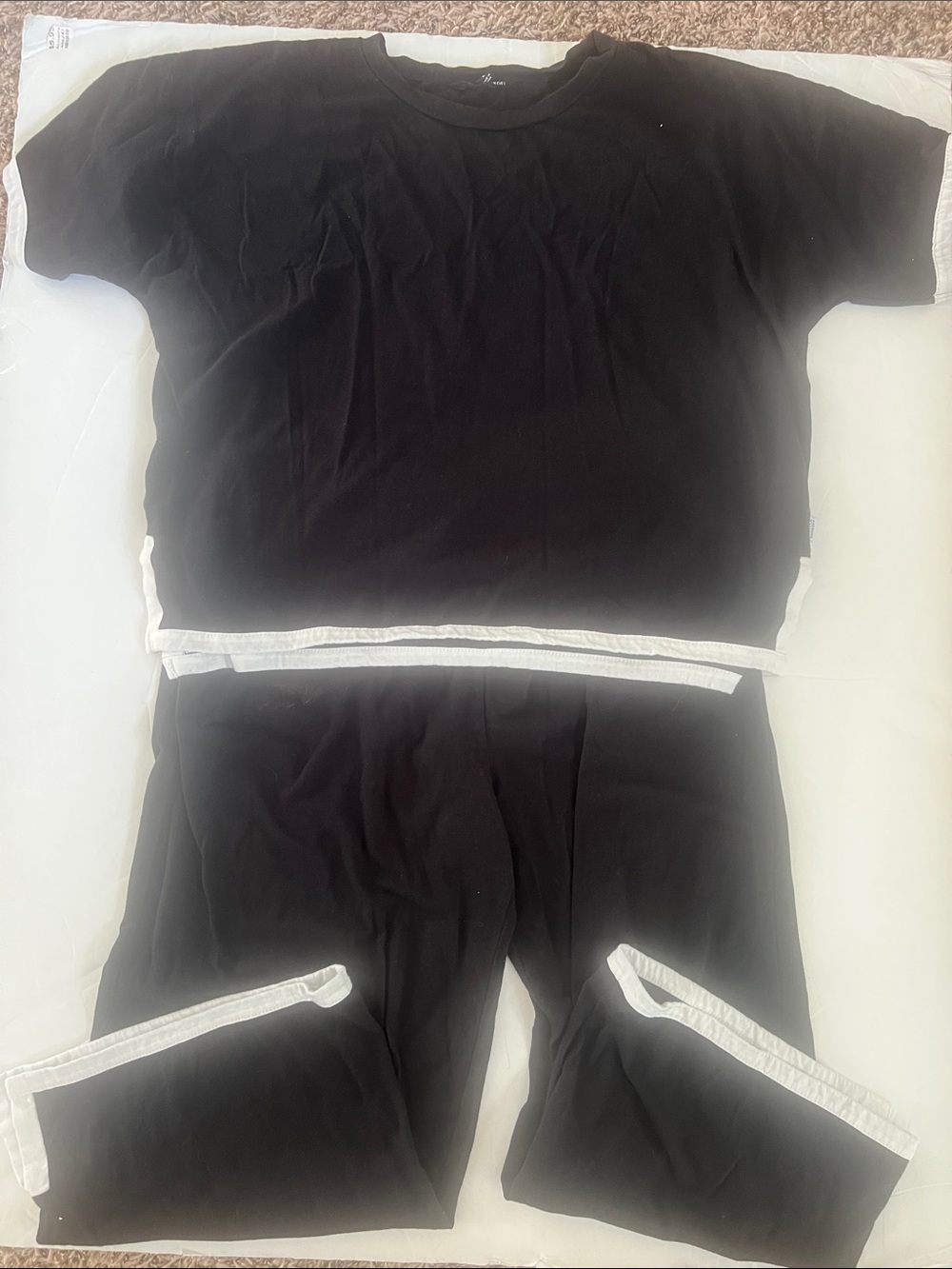 Rebecca Minkoff Black Lounge Set with Off White Trim